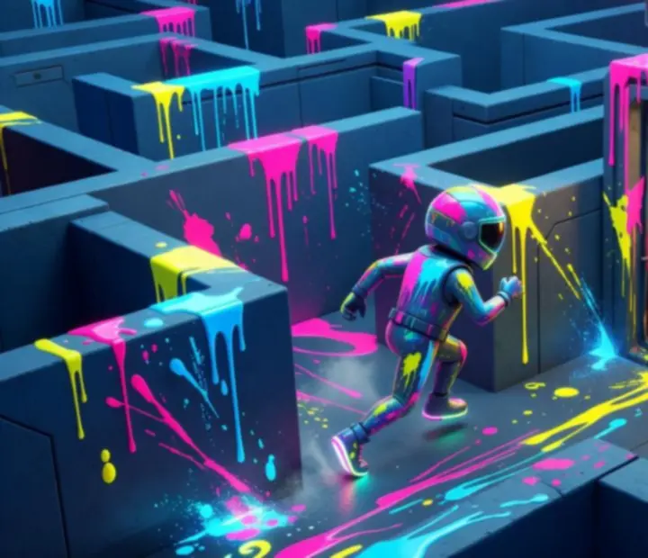 Paint Hide & Seek arena with bright magenta paint trails and revamped hiding zones