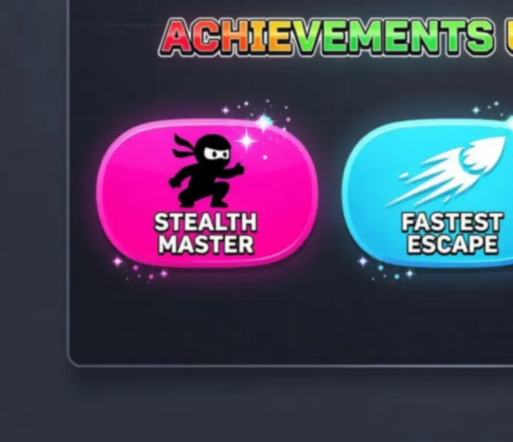 Selection of colorful level badges earned for stealth achievements in Paint Hide & Seek